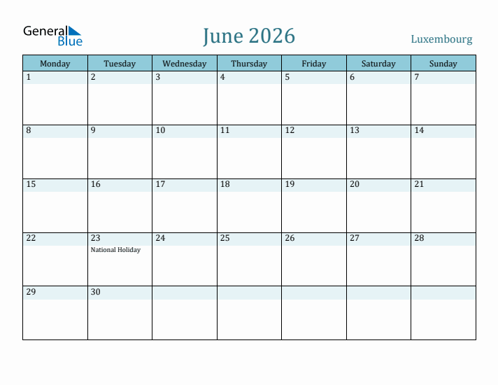 June 2026 Calendar with Holidays