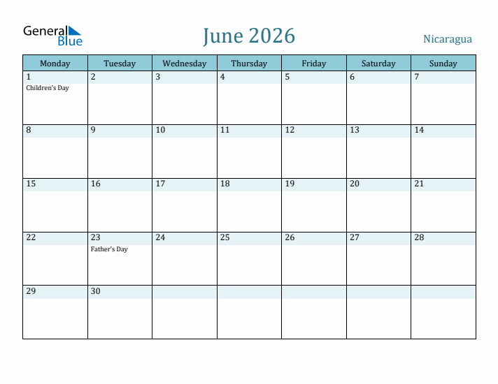 June 2026 Calendar with Holidays