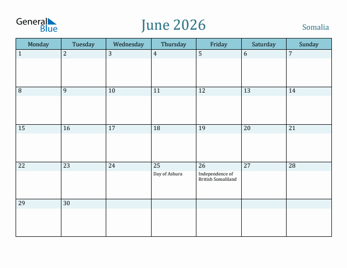 June 2026 Calendar with Holidays