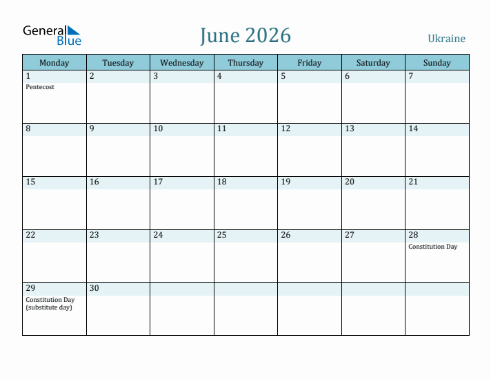 June 2026 Calendar with Holidays