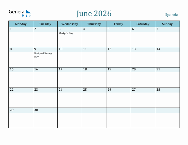 June 2026 Calendar with Holidays