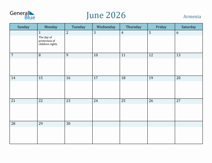 June 2026 Calendar with Holidays