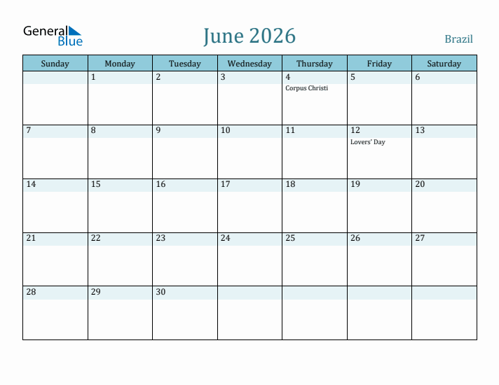 June 2026 Calendar with Holidays