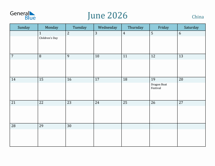 June 2026 Calendar with Holidays