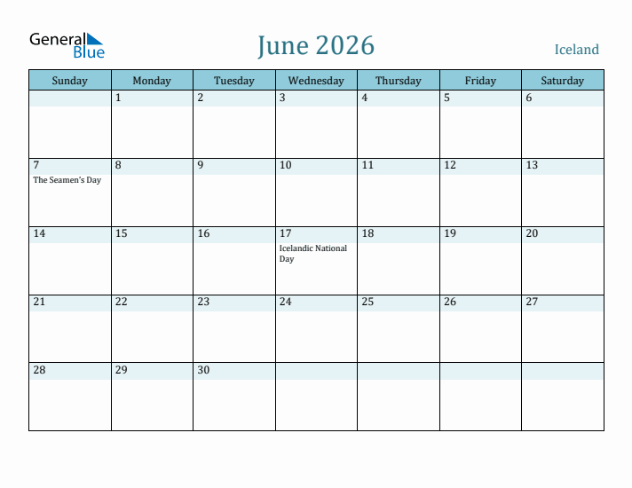 June 2026 Calendar with Holidays