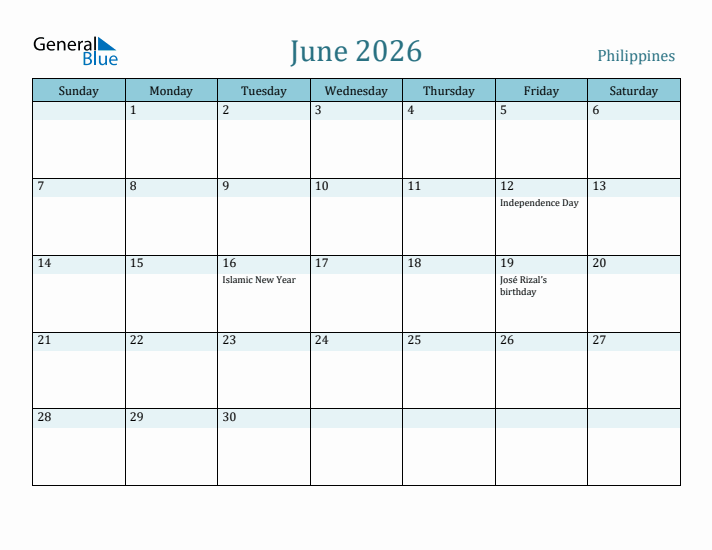 June 2026 Calendar with Holidays