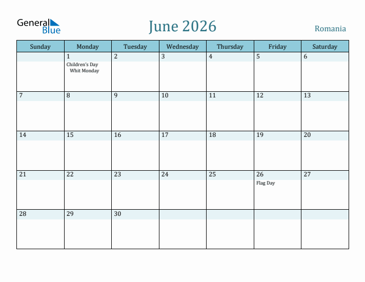 June 2026 Calendar with Holidays