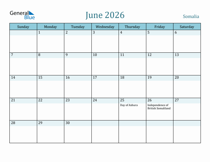 June 2026 Calendar with Holidays