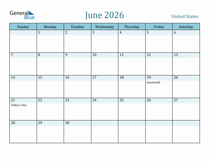 June 2026 Calendar with Holidays