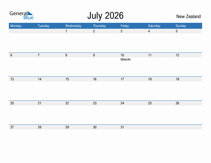 Fillable July 2026 Calendar