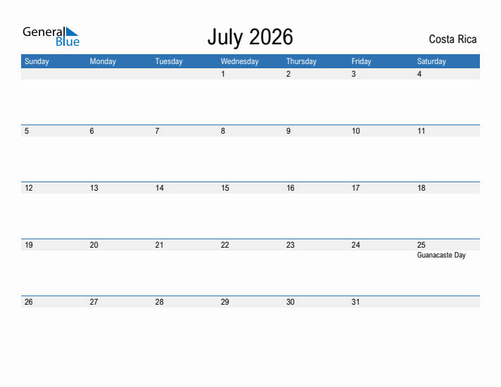 Fillable July 2026 Calendar