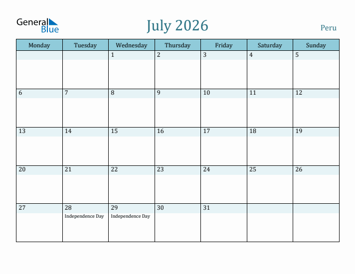 July 2026 Calendar with Holidays