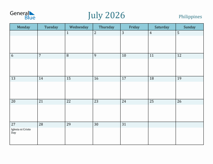 July 2026 Calendar with Holidays