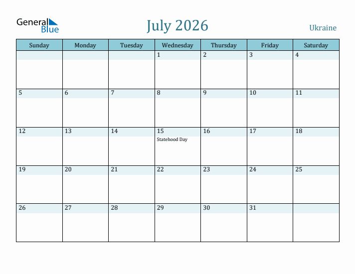 July 2026 Calendar with Holidays