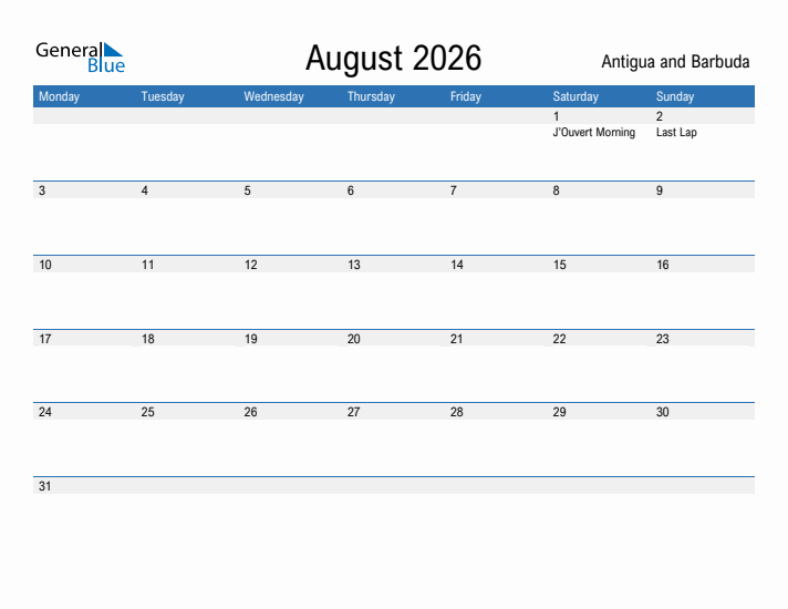 Fillable August 2026 Calendar