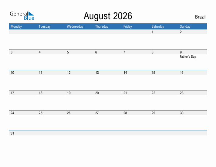 Fillable August 2026 Calendar