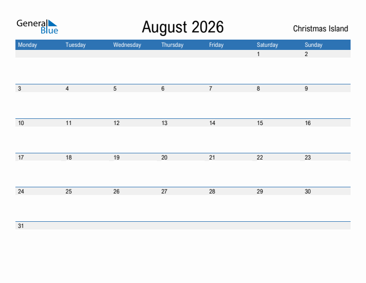 Fillable August 2026 Calendar