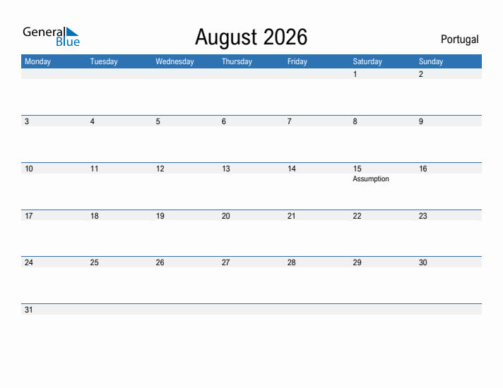 Fillable August 2026 Calendar