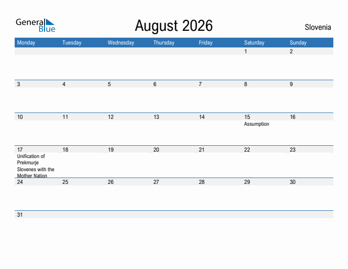 Fillable August 2026 Calendar