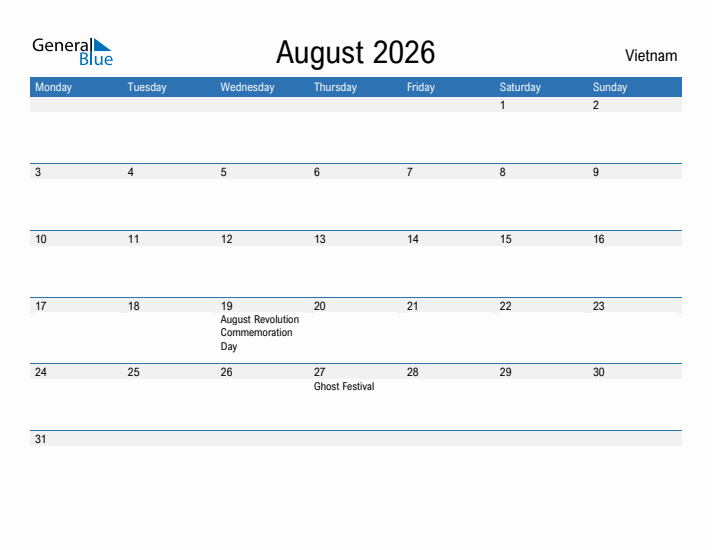 Fillable August 2026 Calendar