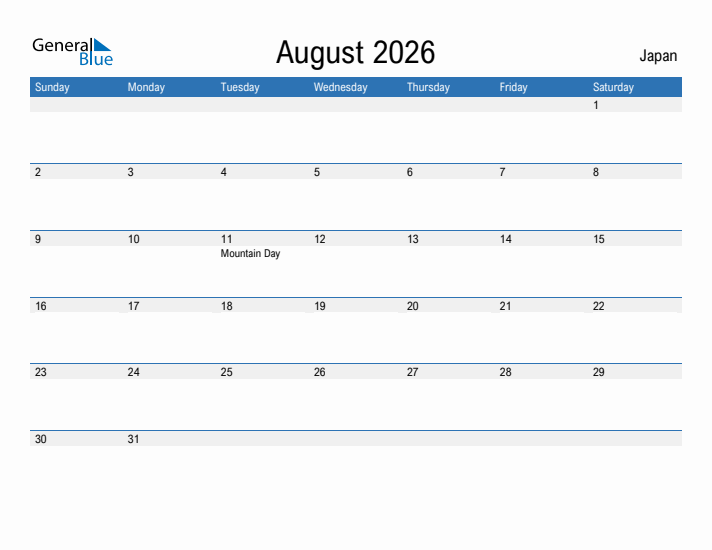 Fillable August 2026 Calendar