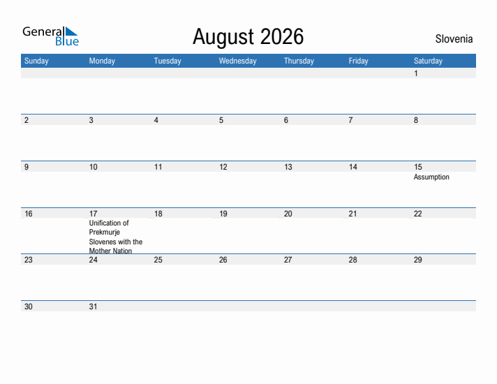 Fillable August 2026 Calendar