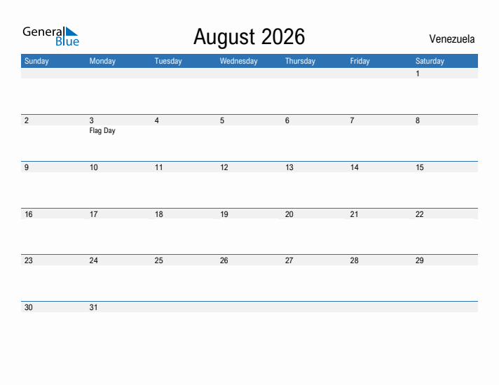 Fillable August 2026 Calendar