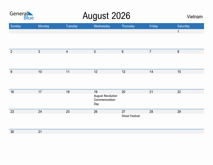 Fillable August 2026 Calendar