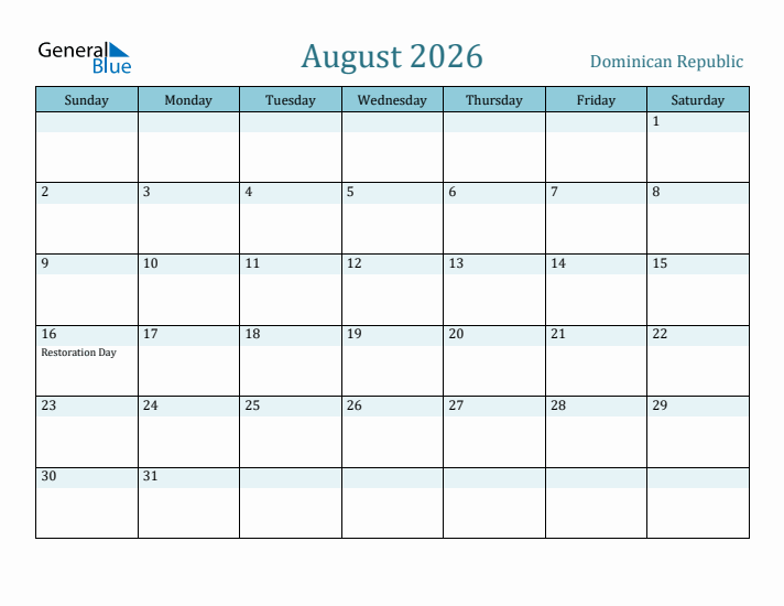 August 2026 Calendar with Holidays