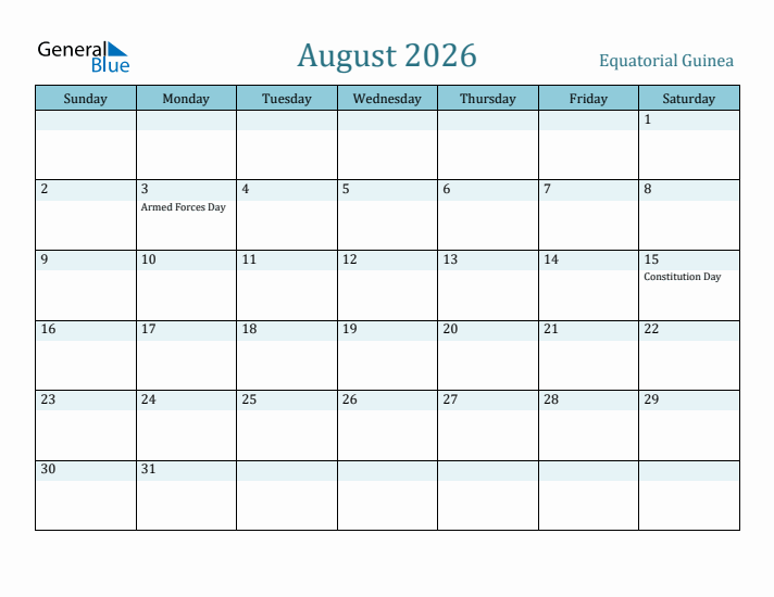 August 2026 Calendar with Holidays