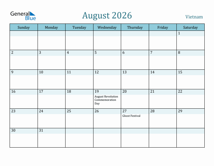 August 2026 Calendar with Holidays