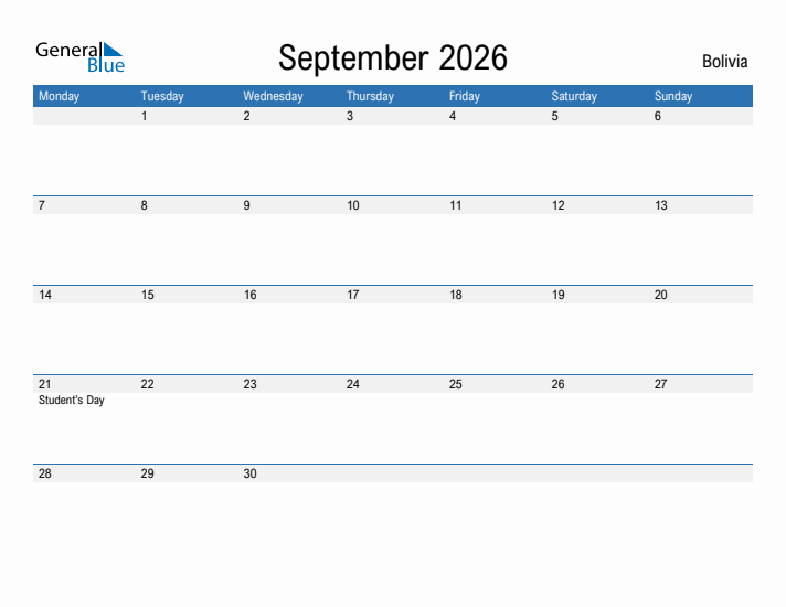 Fillable September 2026 Calendar