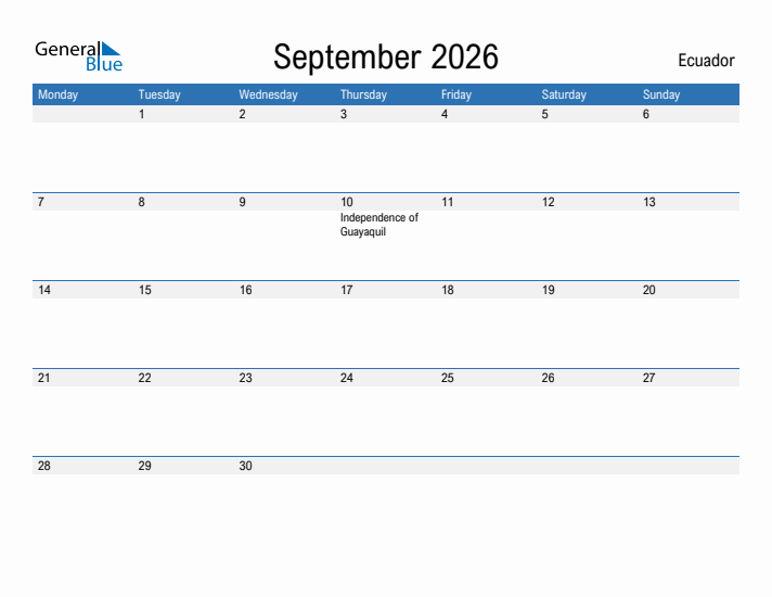 Fillable September 2026 Calendar