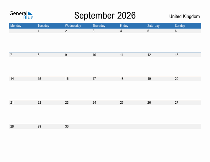 Fillable September 2026 Calendar