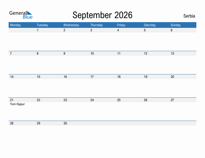 Fillable September 2026 Calendar