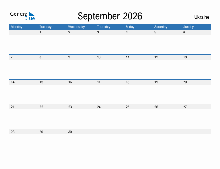 Fillable September 2026 Calendar