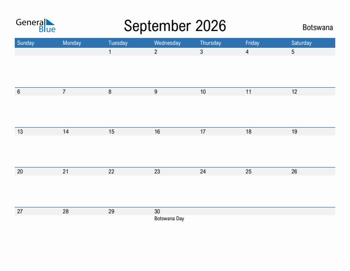 Fillable September 2026 Calendar