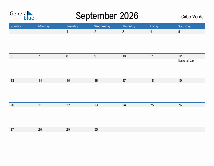 Fillable September 2026 Calendar