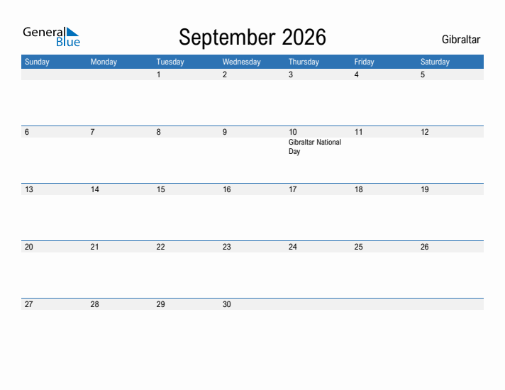 Fillable September 2026 Calendar