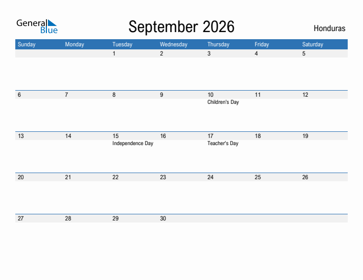 Fillable September 2026 Calendar