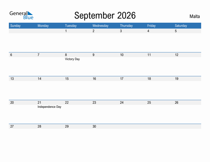 Fillable September 2026 Calendar