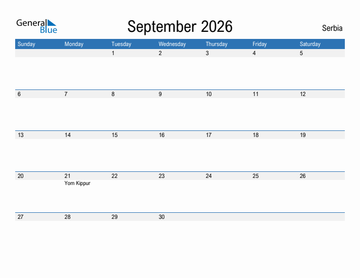 Fillable September 2026 Calendar