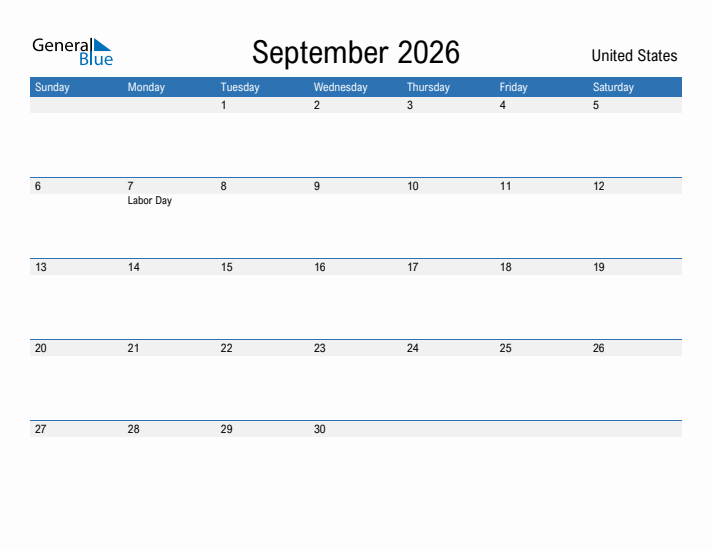 Fillable September 2026 Calendar