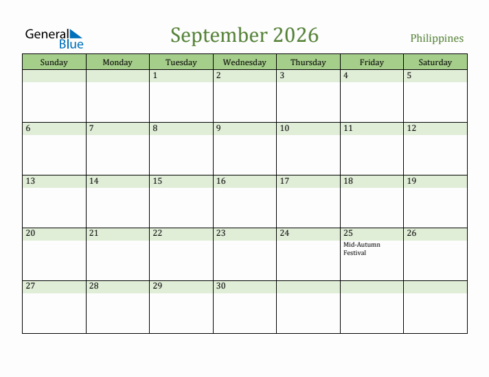 September 2026 Calendar with Philippines Holidays