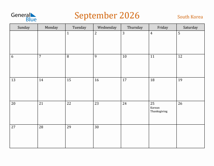 September 2026 Holiday Calendar with Sunday Start