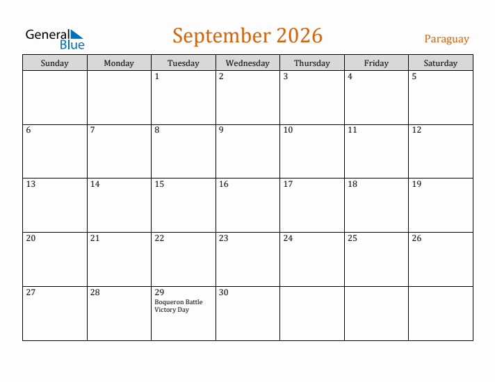 September 2026 Holiday Calendar with Sunday Start