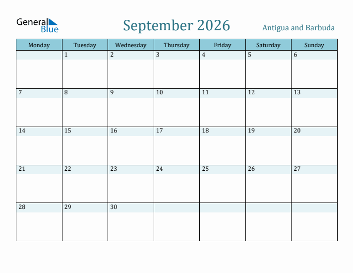 September 2026 Calendar with Holidays