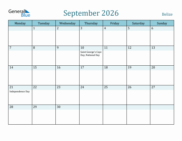 September 2026 Calendar with Holidays