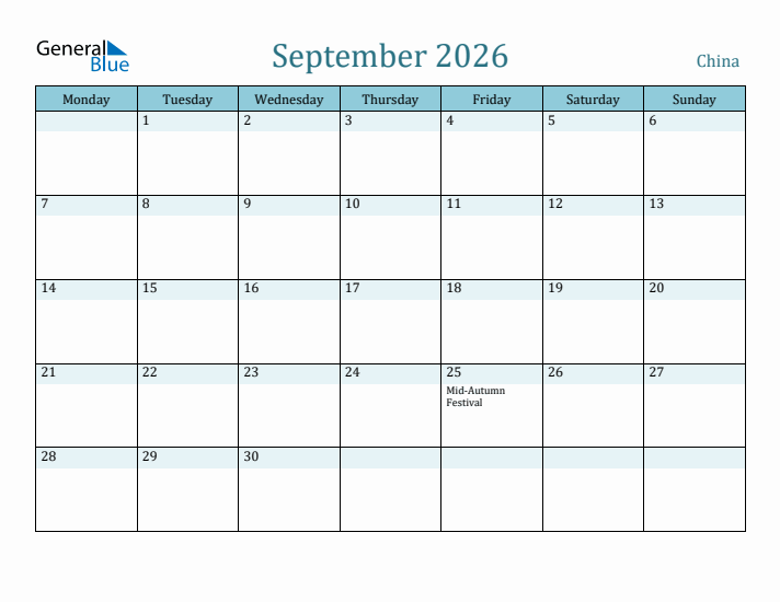 September 2026 Calendar with Holidays