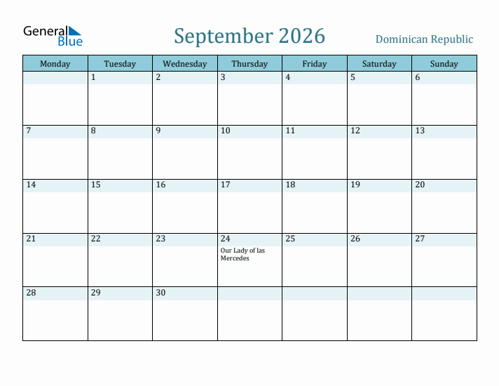 September 2026 Calendar with Holidays